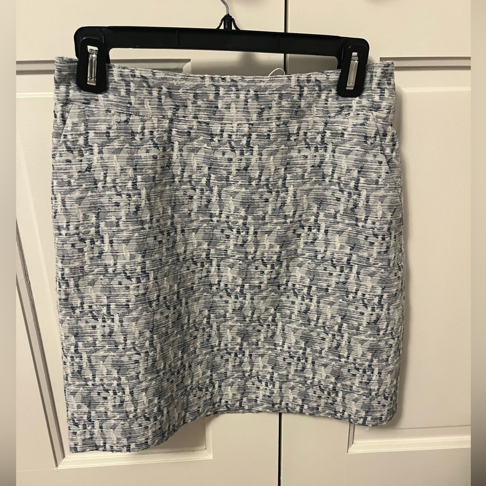 Loft pencil skirt, blue and white